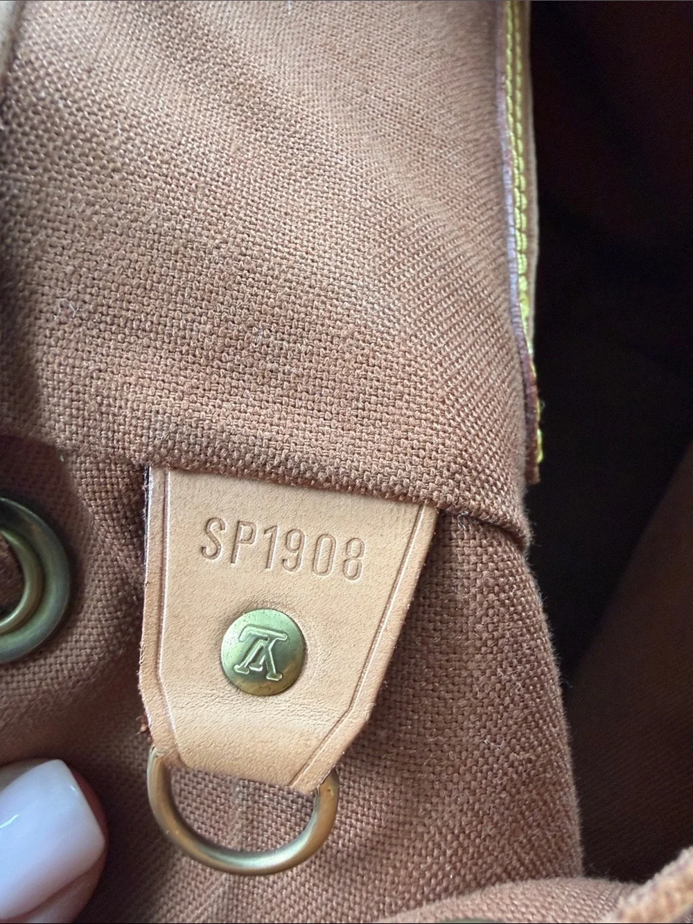 LOUIS VUITTON AUTHENTIC Vintage Monogram Canvas Backpack with Tan Trim